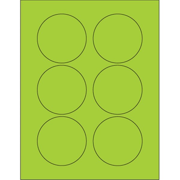 Bondad 3 in. Fluorescent Green Circle Laser Labels, 6PK BO2821301 - main